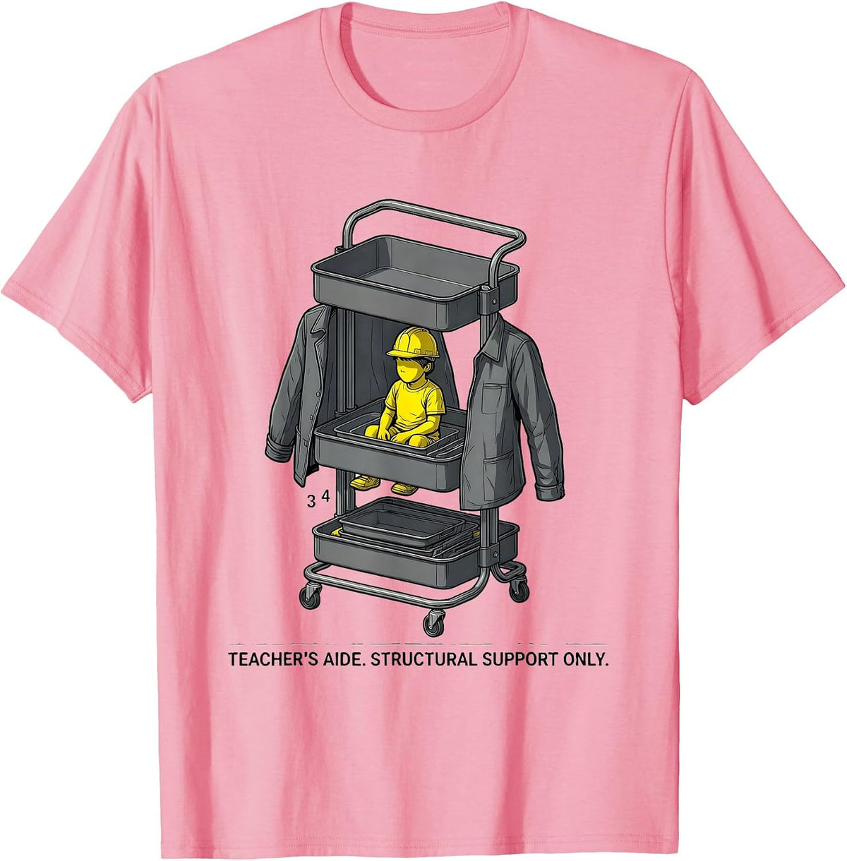 Men's Teacher's Aide Structural Support Only Teacher T-Shirt - Pink