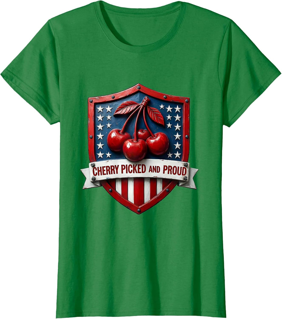 Cherry Picked and Proud Fruit Lover Design T-Shirt - Kelly Green