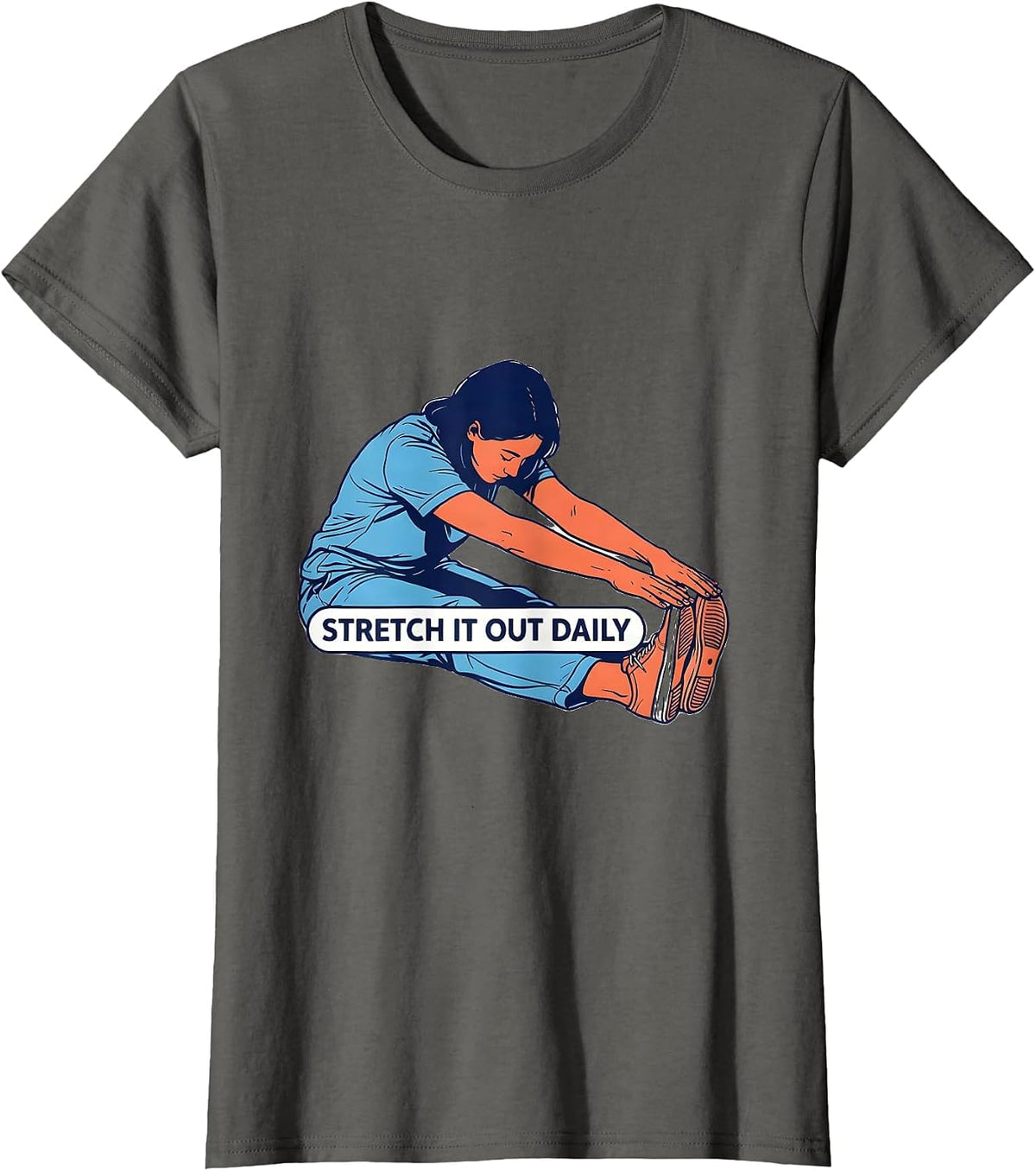 Women's Stretch It Out Daily Physical Therapy Design T-Shirt - Asphalt Grey