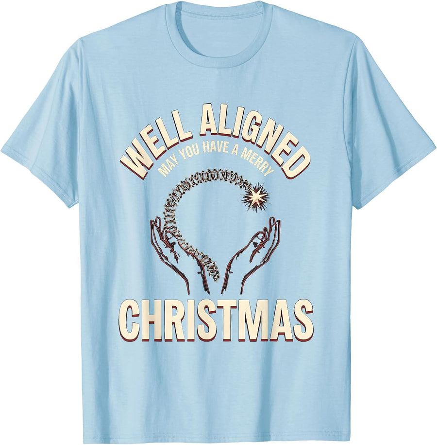 Men's May You Have A Merry, Well Aligned Christmas Funny T-Shirt - Baby Blue