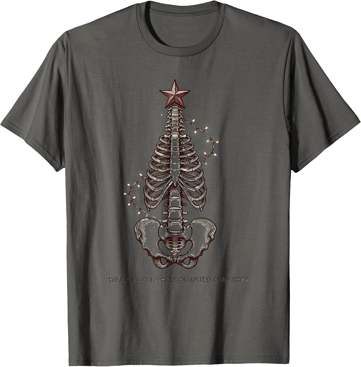 Wishing You A Well Adjusted Christmas Funny Chiropractor T-Shirt - Asphalt Grey