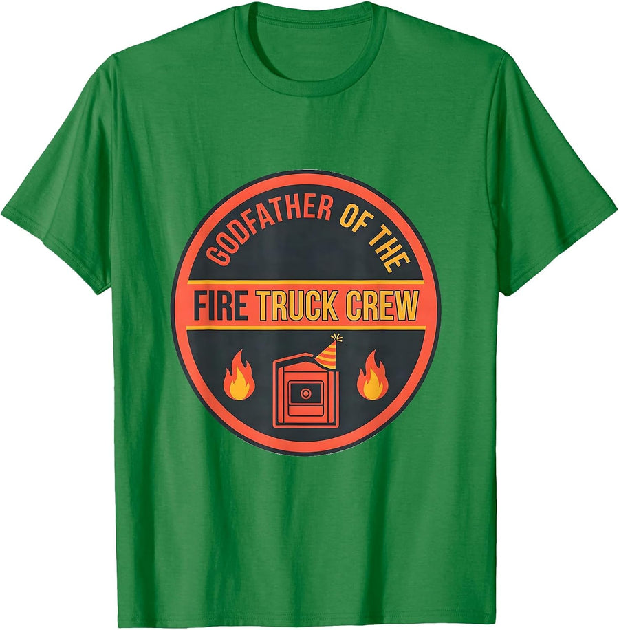 Men's Godfather Of The Fire Truck Crew Funny Fire Truck Birthday T-Shirt - Kelly Green