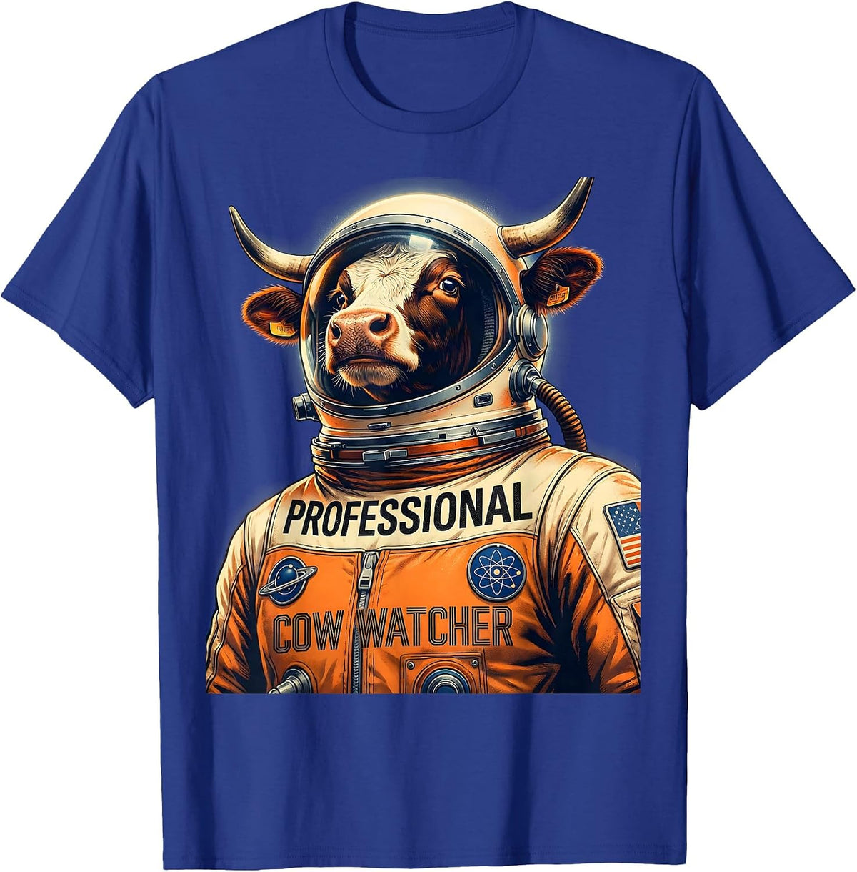 Professional Cow Watcher Funny Cattle Design T-Shirt - Royal Blue