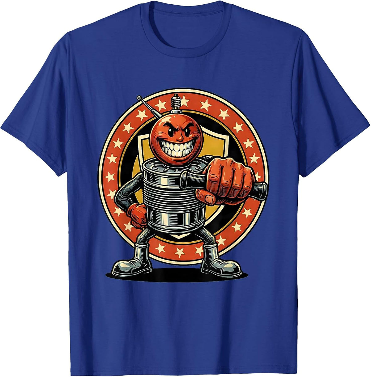 Men's Full Throttle Grip Motorcycle Rider Graphic Tee T-Shirt - Royal Blue