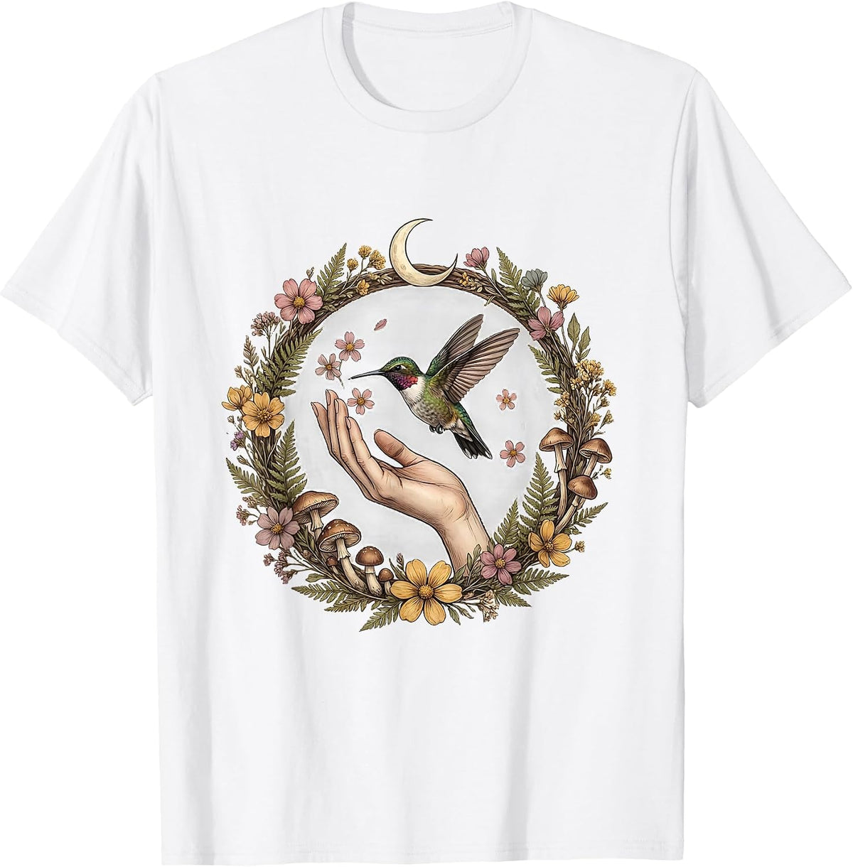 Autism Awareness Hummingbird Open Hand Design T-Shirt - White