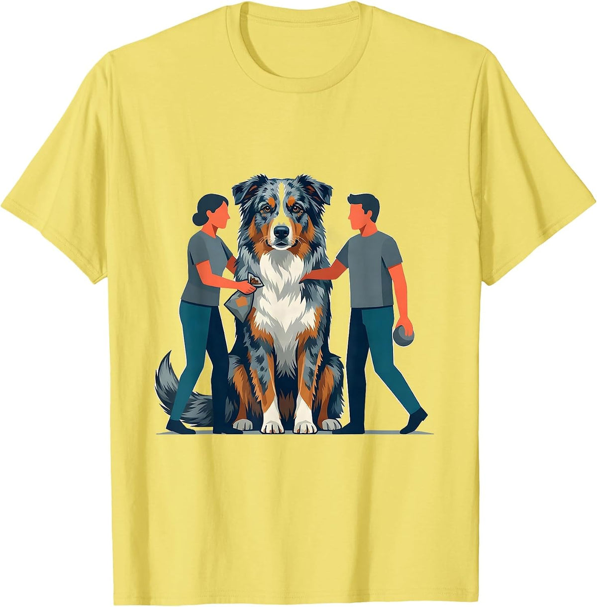 Men's Blue-Merle Australian Shepherd Dog Owner Funny Mom Dad Gift T-Shirt - Lemon Yellow