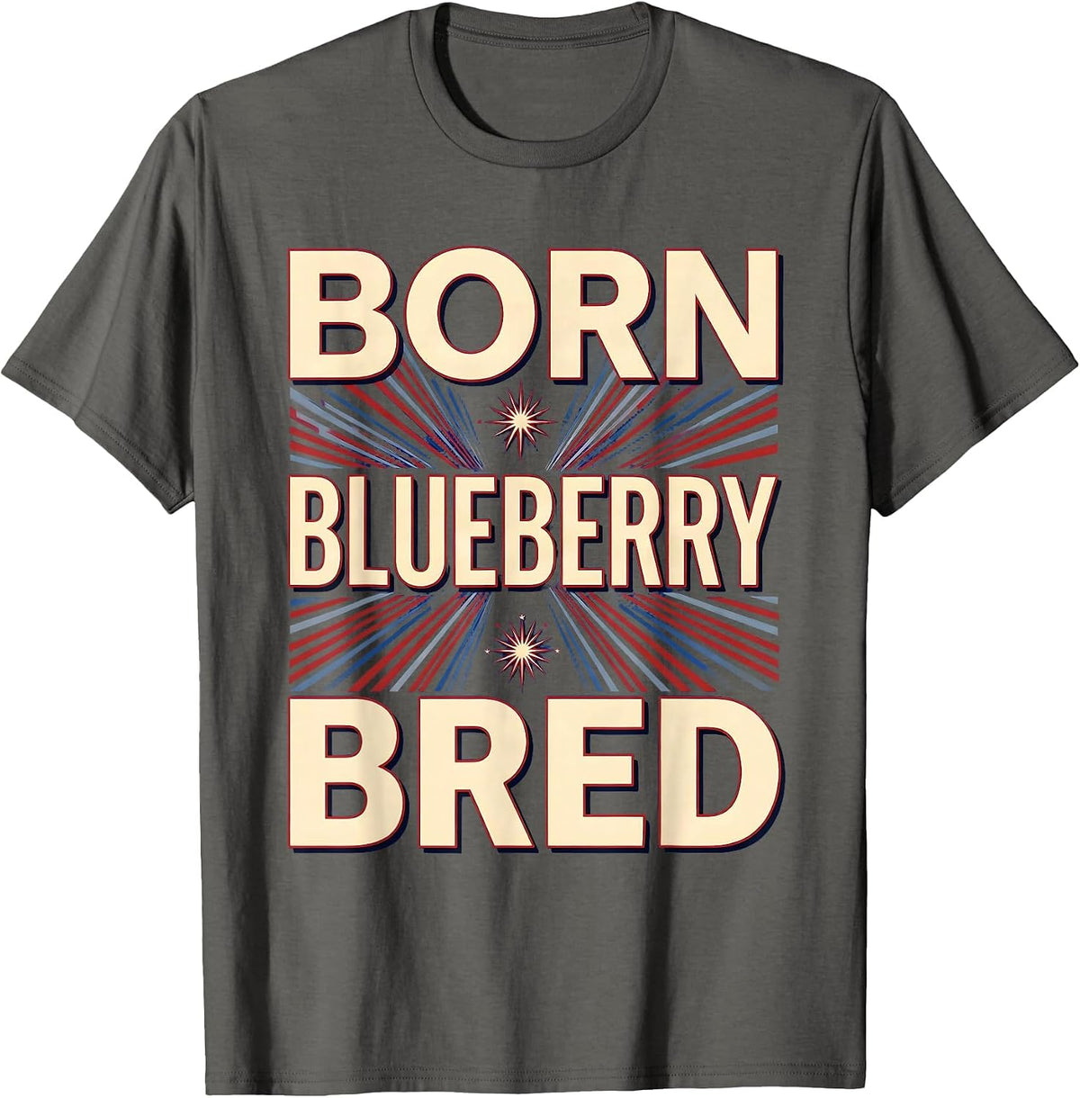 Men's Born Blueberry Bred Red White and Blueberries Design T-Shirt - Asphalt Grey