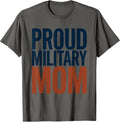 Proud Military Mom Worn Tag Patriotic Veteran Family T-Shirt - Asphalt Grey