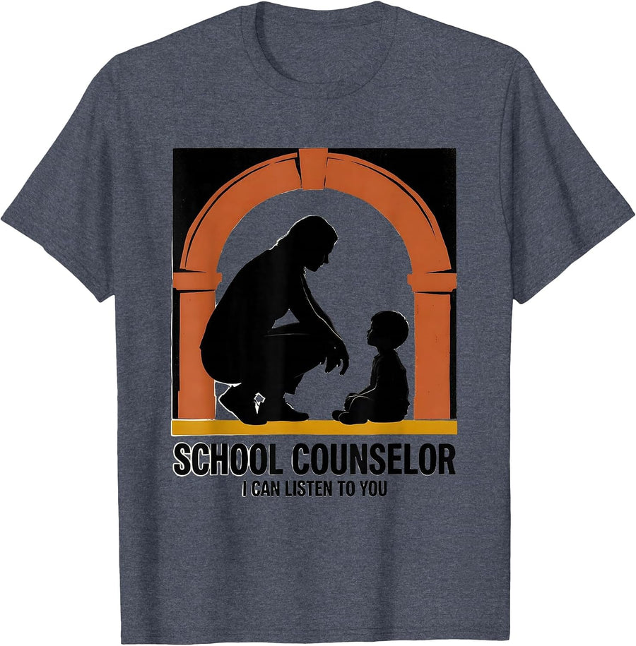 School Counselor I Can Listen To You Funny Teacher Gift T-Shirt - Heather Blue