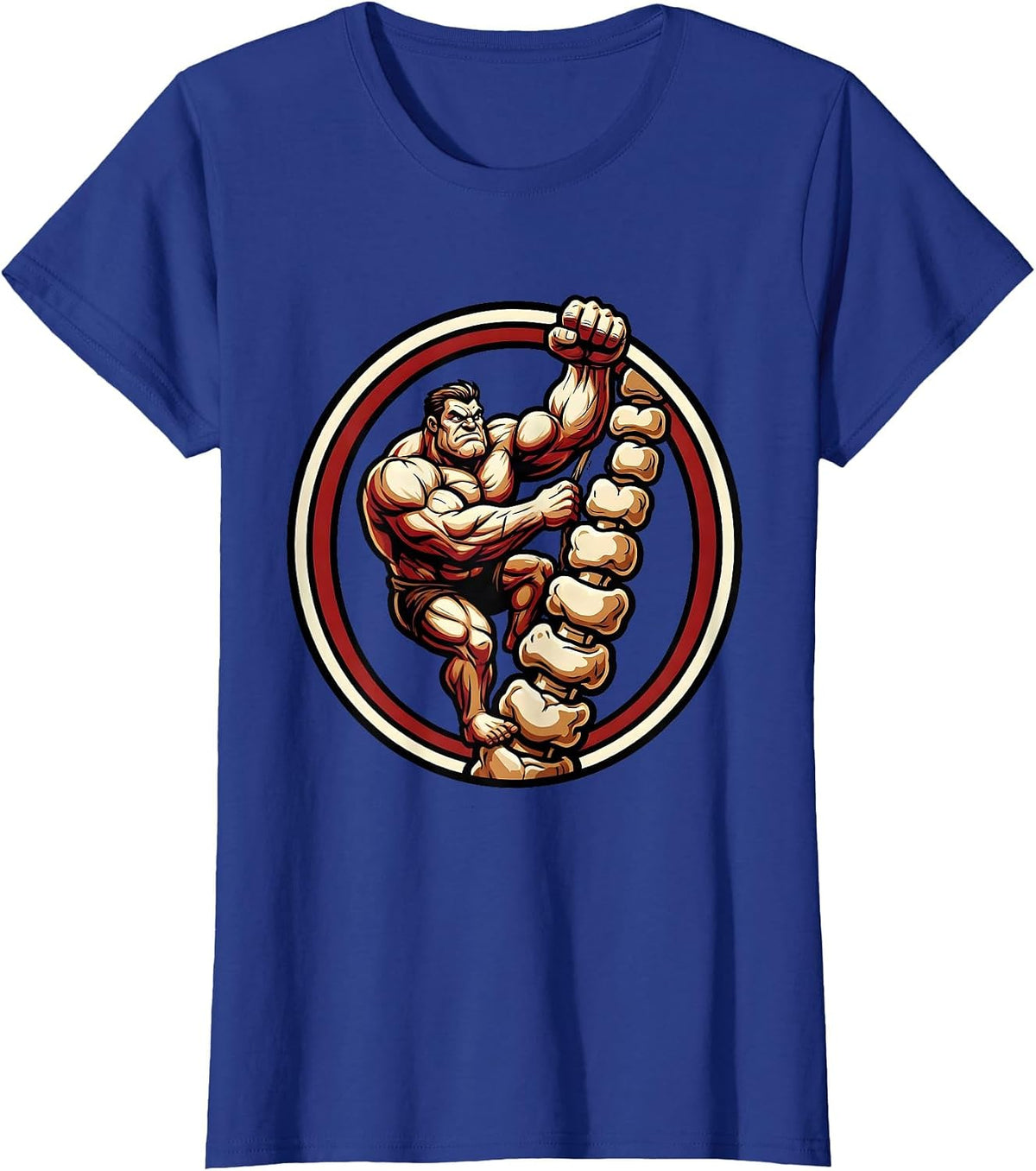Women's Physical Therapy Vertebrae Ladder Climber Design T-Shirt - Royal Blue