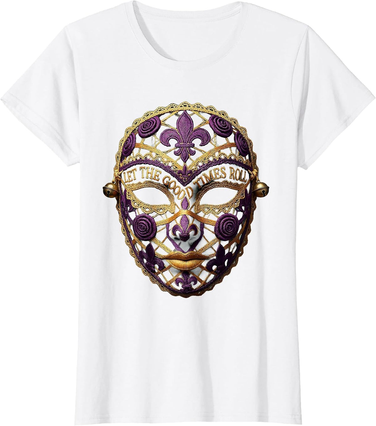 Women's Let the Good Times Roll Mardi Gras Design T-Shirt - White