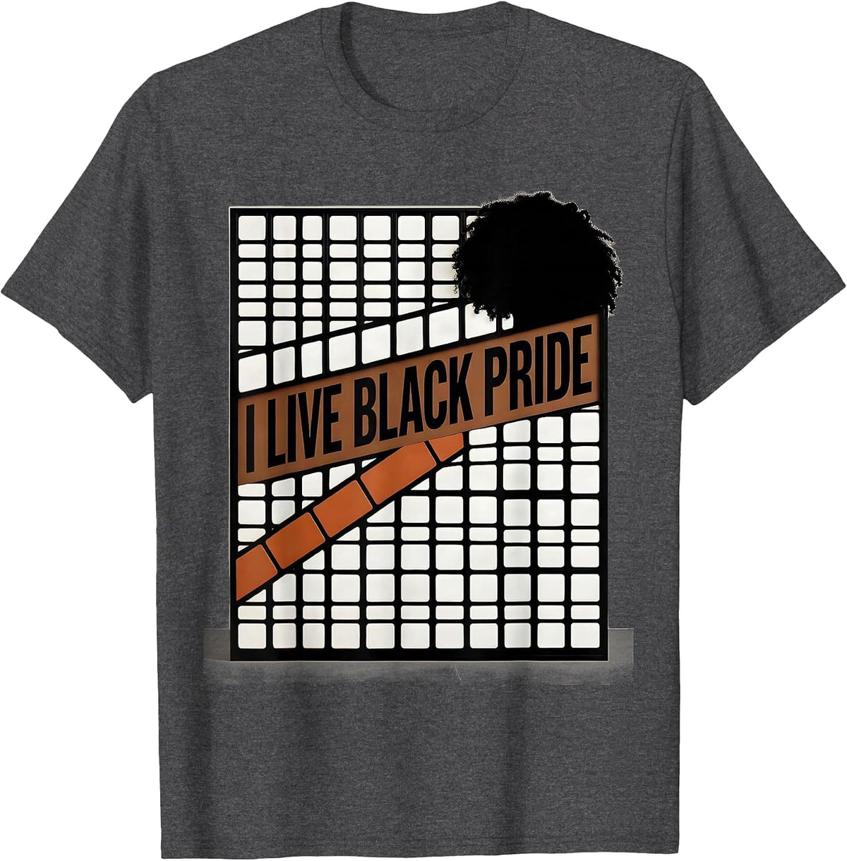 I Live Black Pride New Wave Typography Identity Statement T-Shirt - Dark Heather Grey