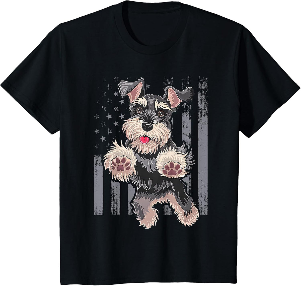 Miniature Schnauzer Dog Art Miniature Schnauzer T-Shirt - Black