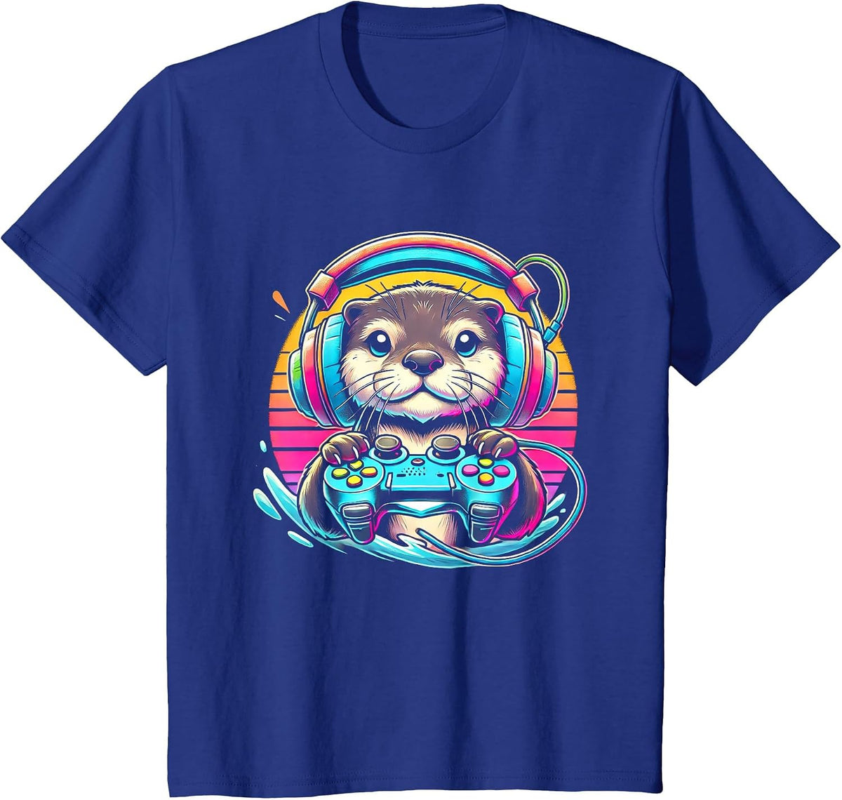 Otter Funny Video Game Controller T-Shirt - Royal Blue