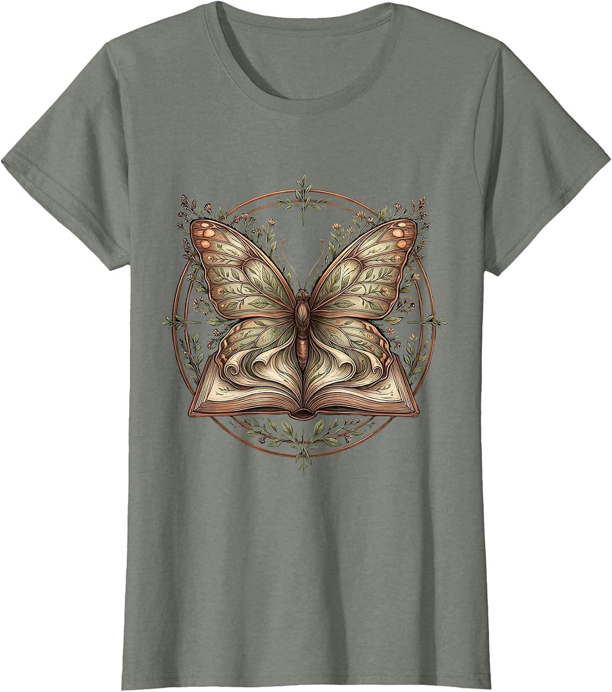 Special Education Open Book Butterfly Wings Design T-Shirt - Olive Heather