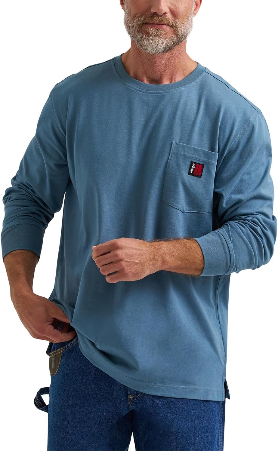 Wrangler Men's Long Sleeve Crew Tee - Blue