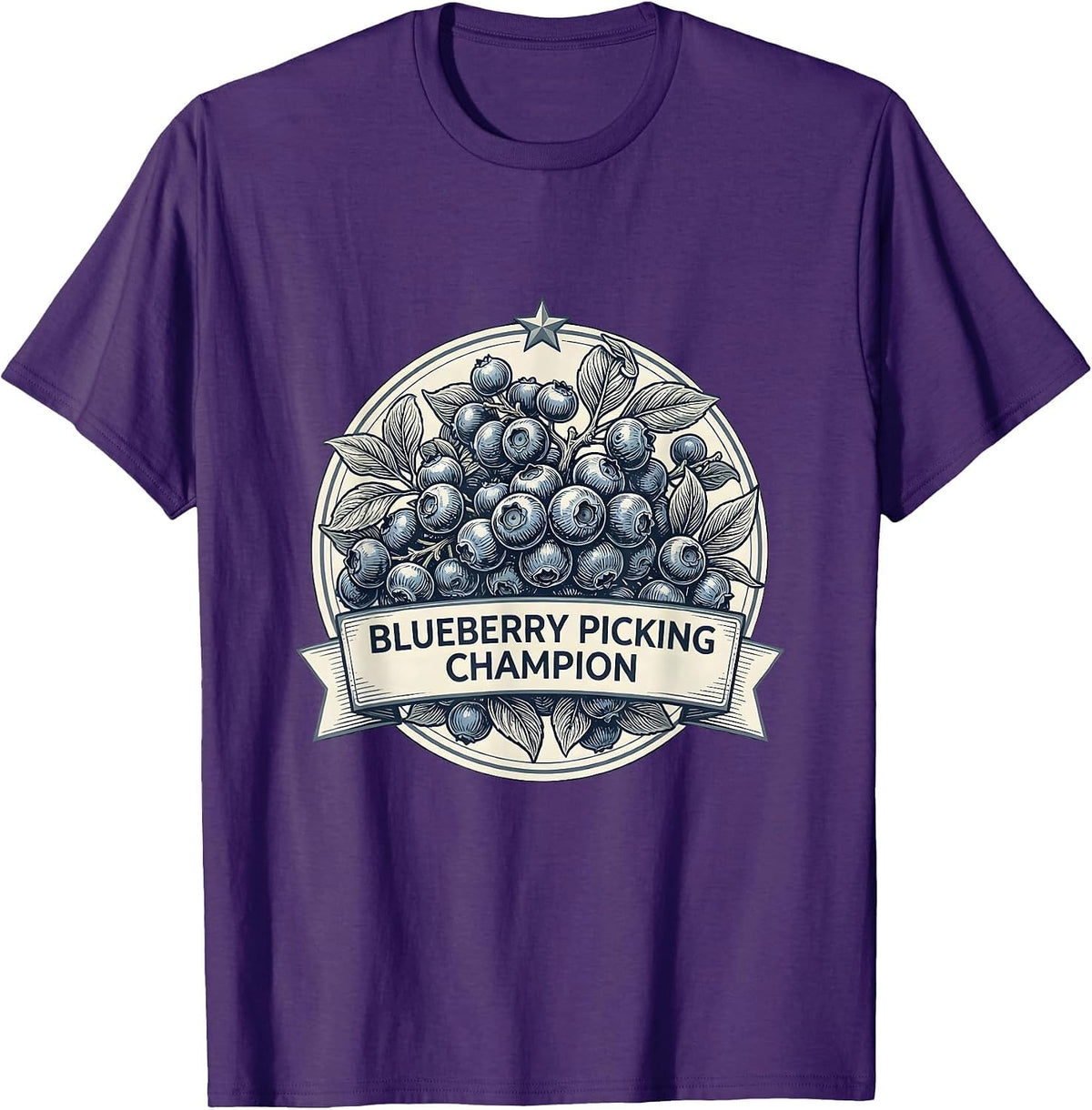 Blueberry Picking Champion Red White and Blueberry T-Shirt - Purple