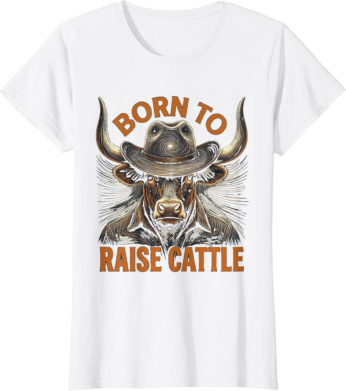 Born to Raise Cattle Rancher Graphic Design T-Shirt - White