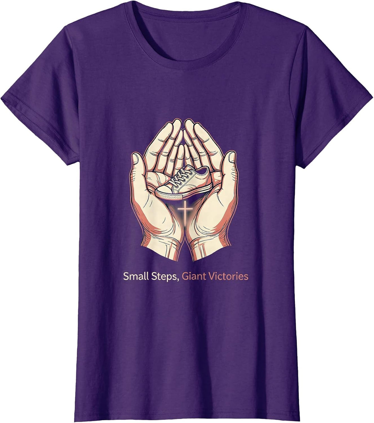 Women's Small Steps Giant Victories Sped Teacher Design T-Shirt - Purple