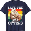 Save The Sea Otters T-Shirt - Navy Blue