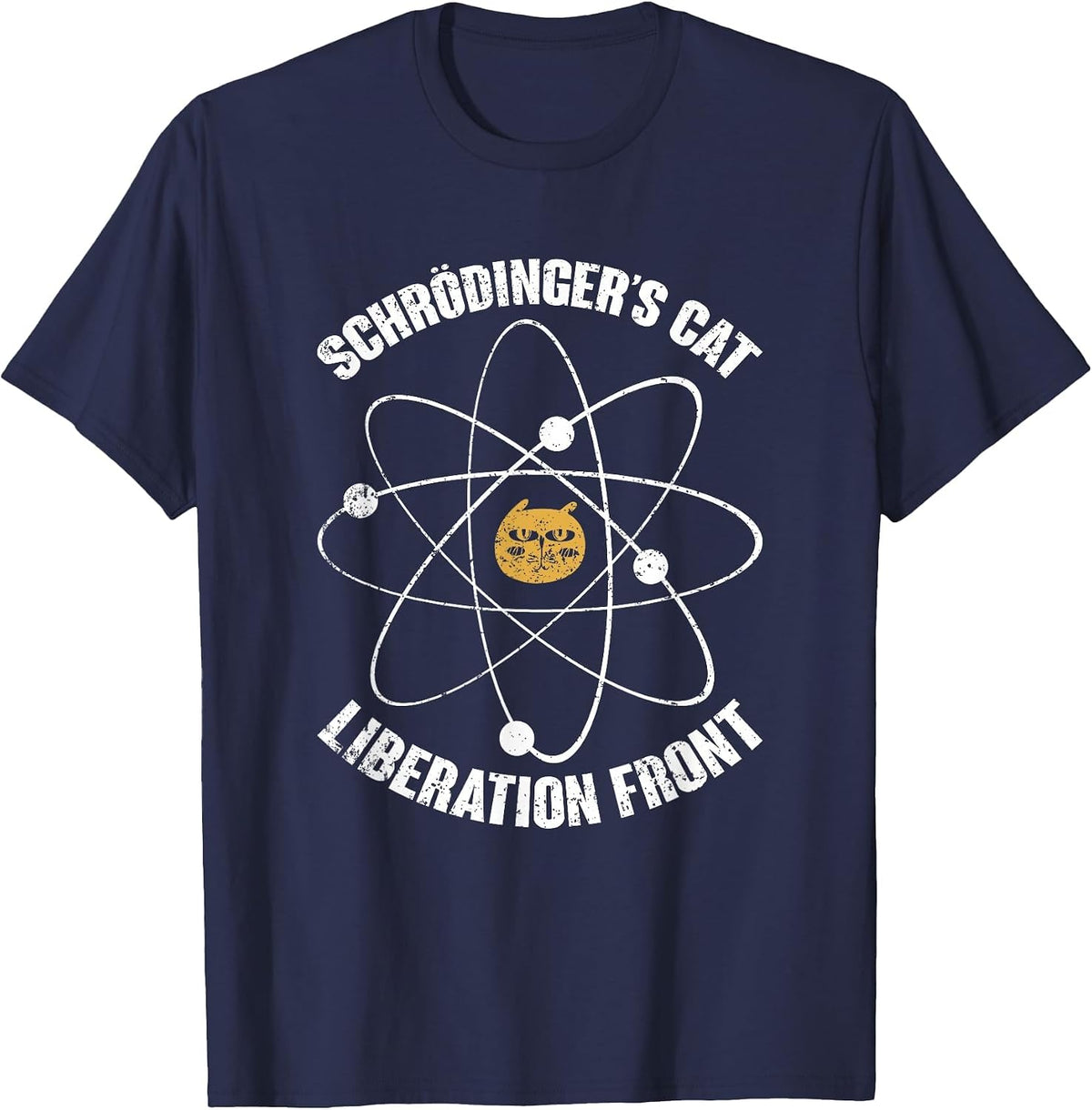 Schrödingers Cat Liberation Front Funny Physics T-Shirt - Navy Blue