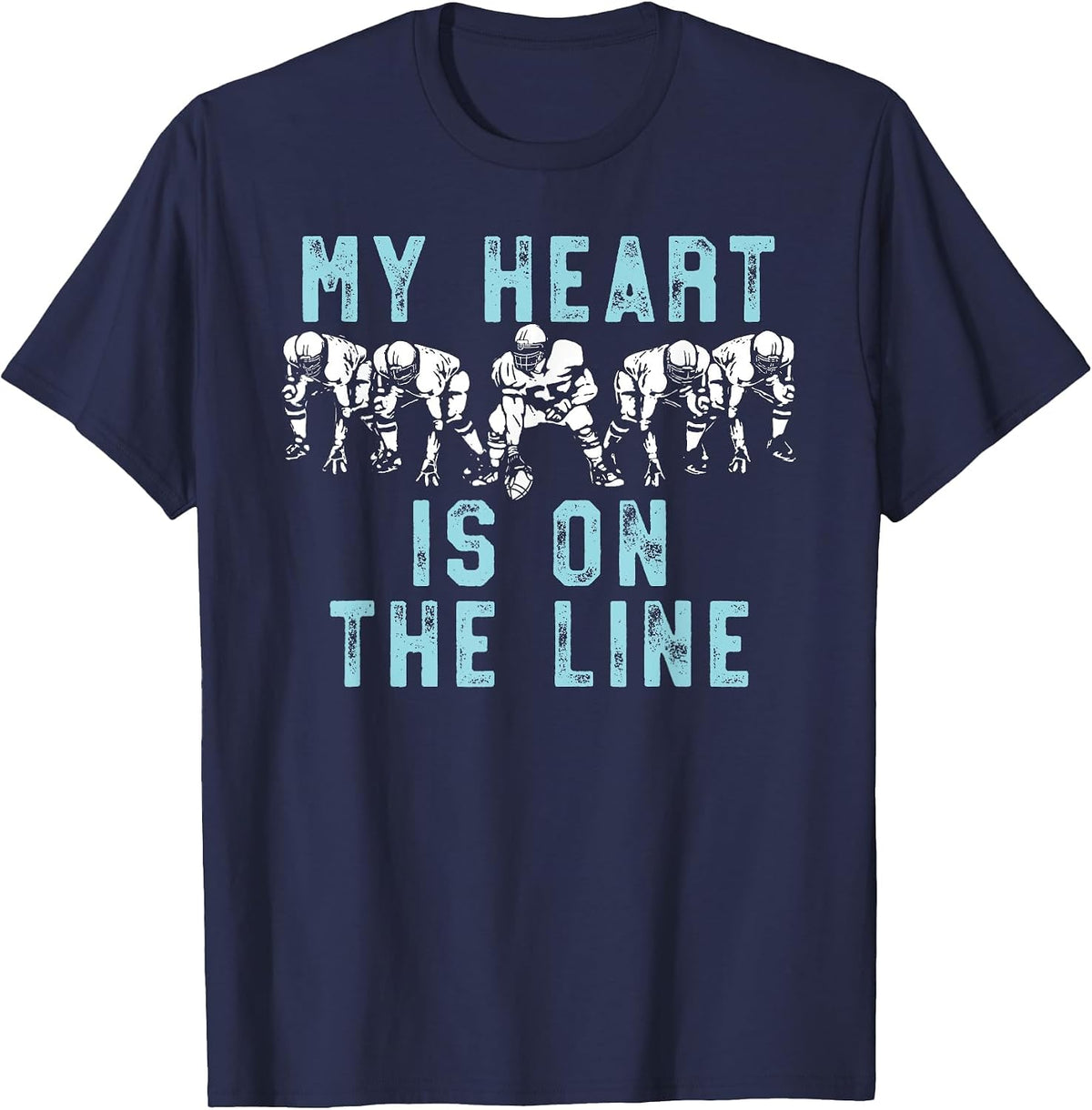 My Heart is On The Line Funny Offensive Line Football Parent T-Shirt - Navy Blue