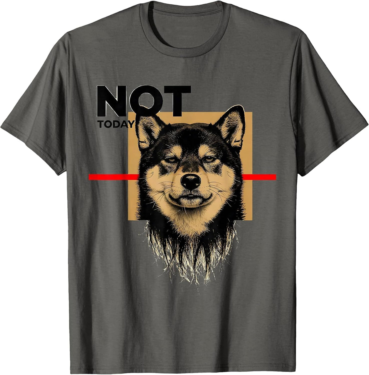Not Today Funny Shiba Inu Doge Meme Humor T-Shirt - Asphalt Grey