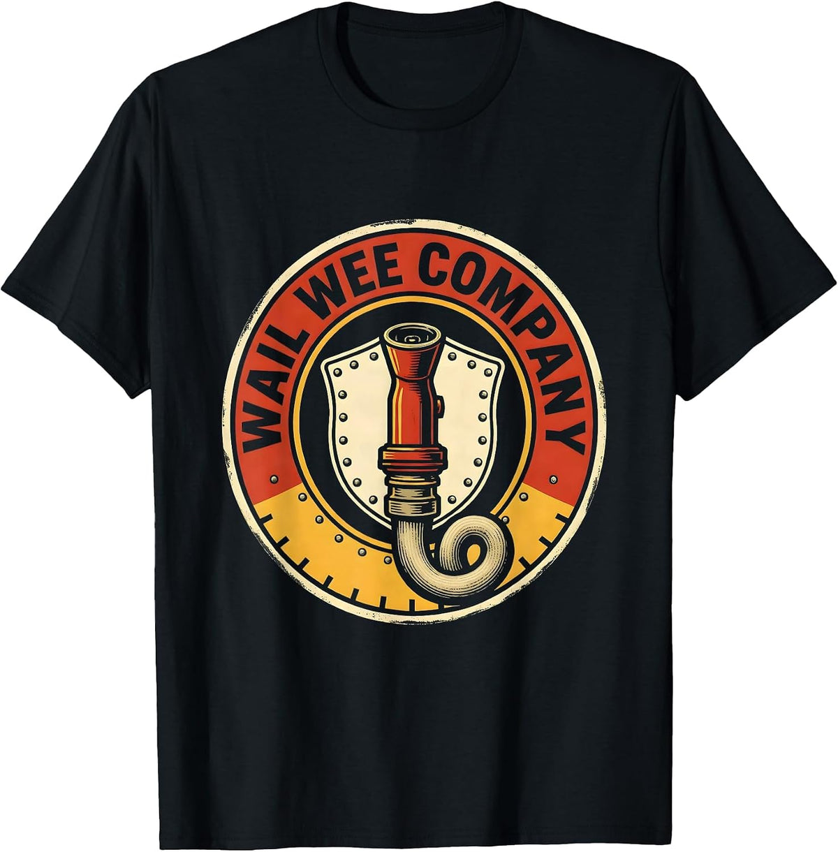 Men's Wail Wee Company Funny Firefighter Badge Emblem Firefighter T-Shirt - Black