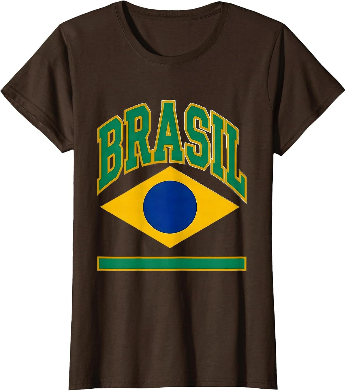 Women's BRASIL Bold Brazilian Flag National Pride Heritage Month T-Shirt - Brown