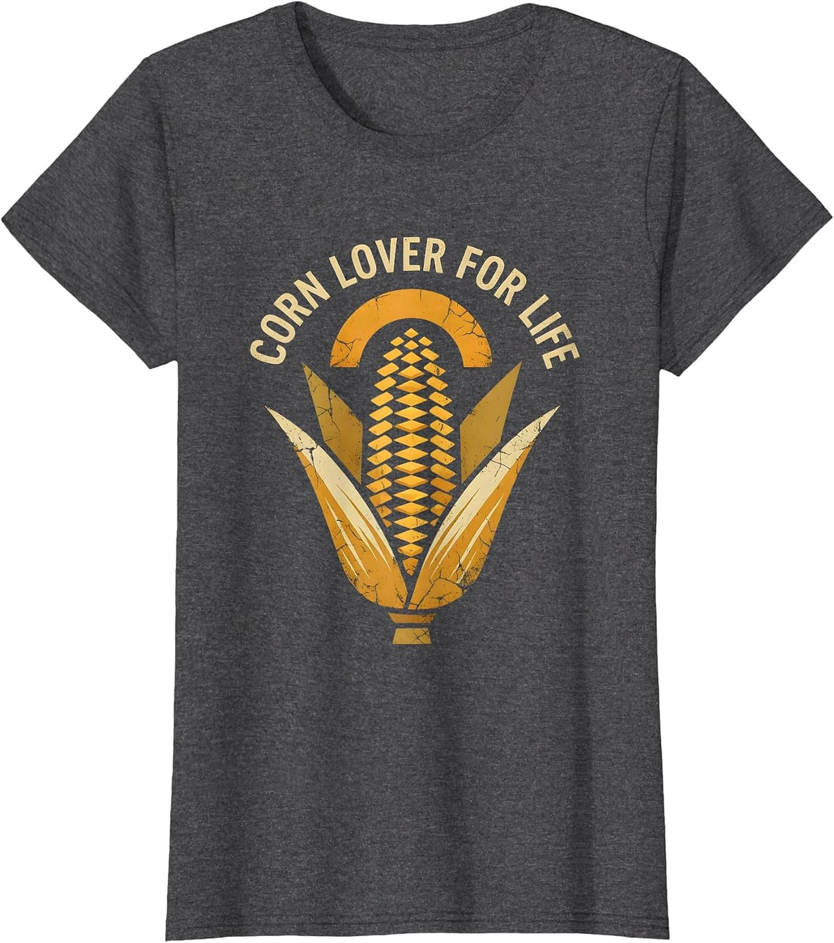 Women's Corn Lover For Life Funny Corn Design T-Shirt - Dark Heather Grey