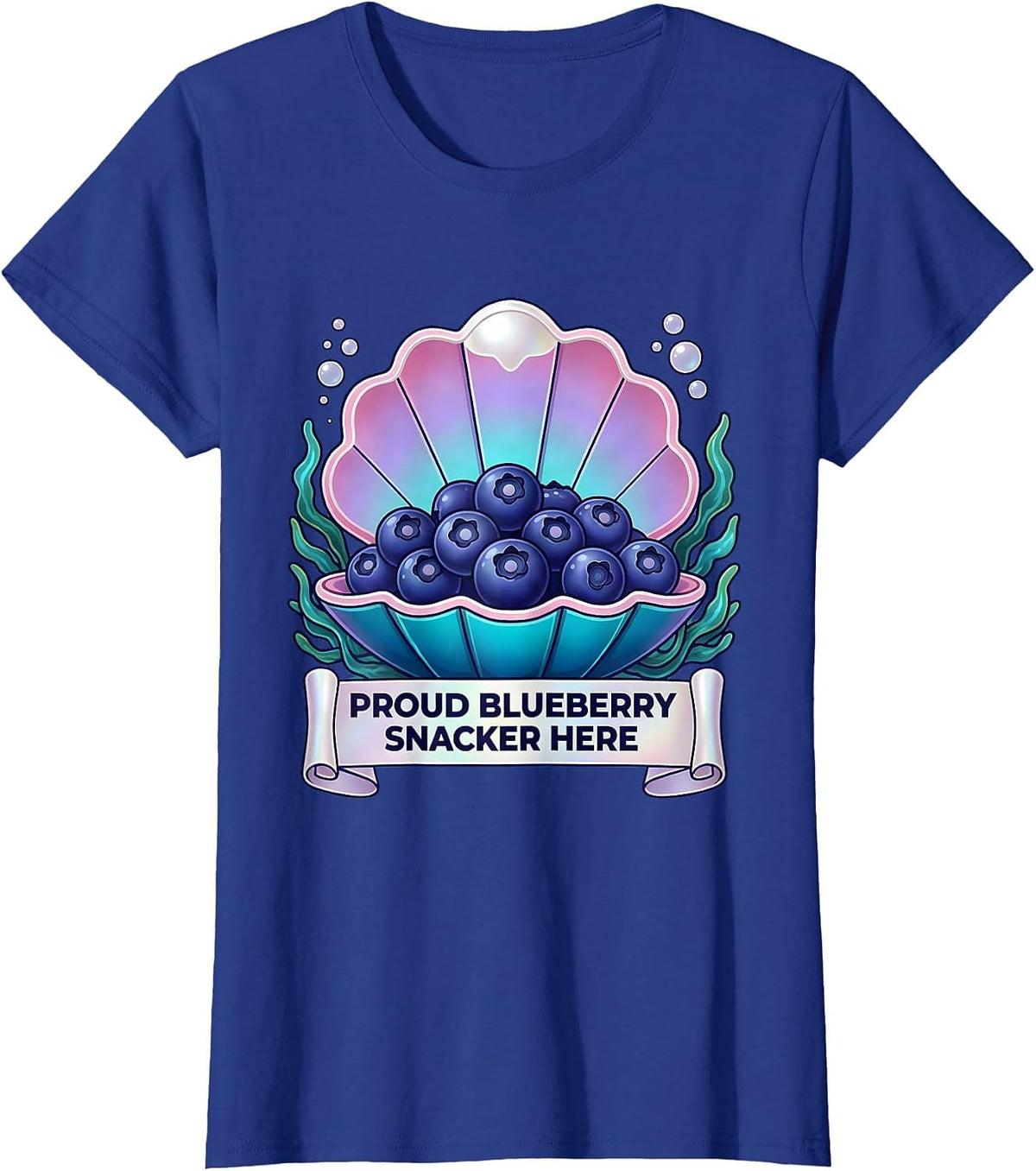 Women's Proud Blueberry Snacker Here Red White Blue Design T-Shirt - Royal Blue