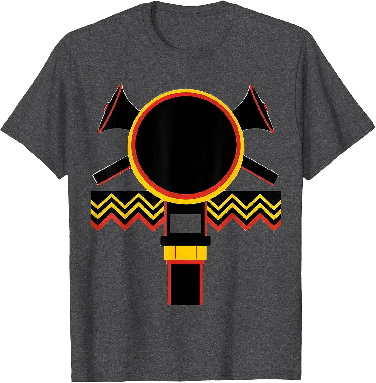 Men's Geometric Firefighter Badge Modernist Fire Department T-Shirt - Dark Heather Grey