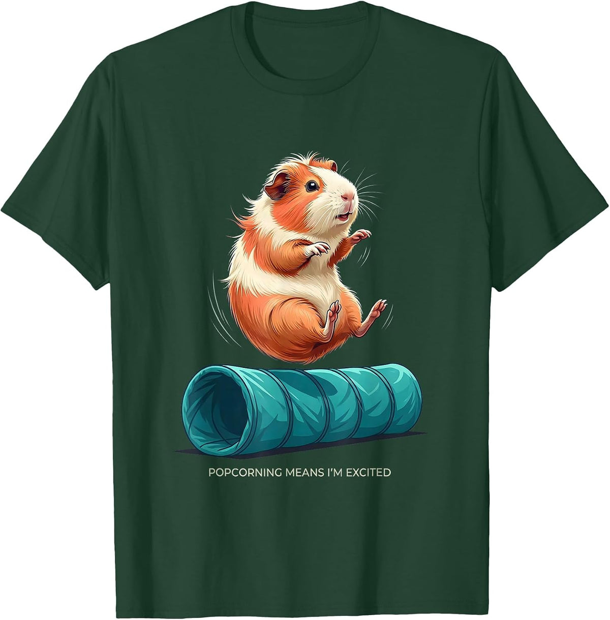 Men's Popcorning Means I’m Excited Funny Guinea Pig Pet Lover T-Shirt - Dark Green