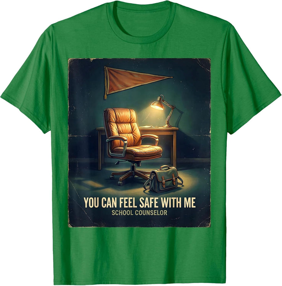 Men's You Can Feel Safe With Me — School Counselor Appreciation T-Shirt - Kelly Green