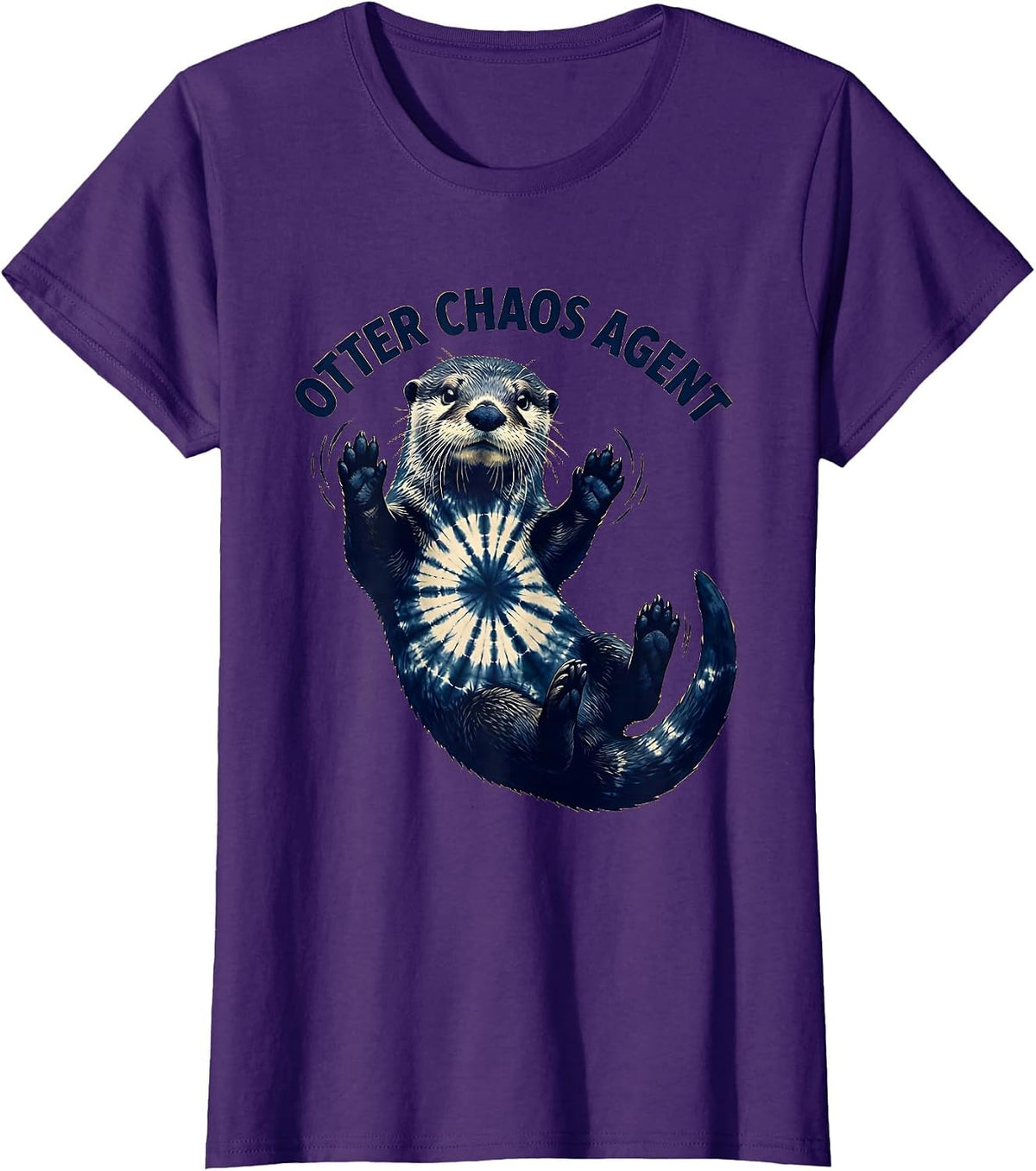 Women's Otter Chaos Agent Funny Sea Otter Design T-Shirt - Purple