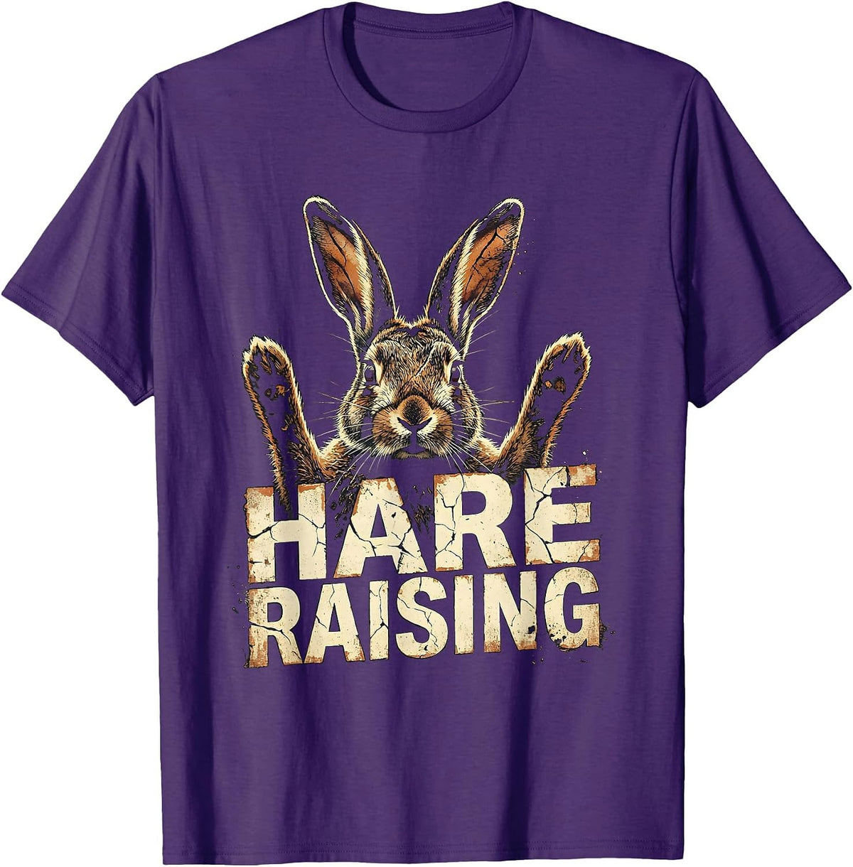 Hare Raising Distressed Funny Rabbit Lover Gift T-Shirt - Purple