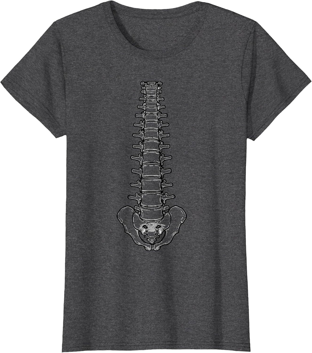 Women's Human Spine Block Tower Medical Assistant Graphic T-Shirt - Dark Heather Grey