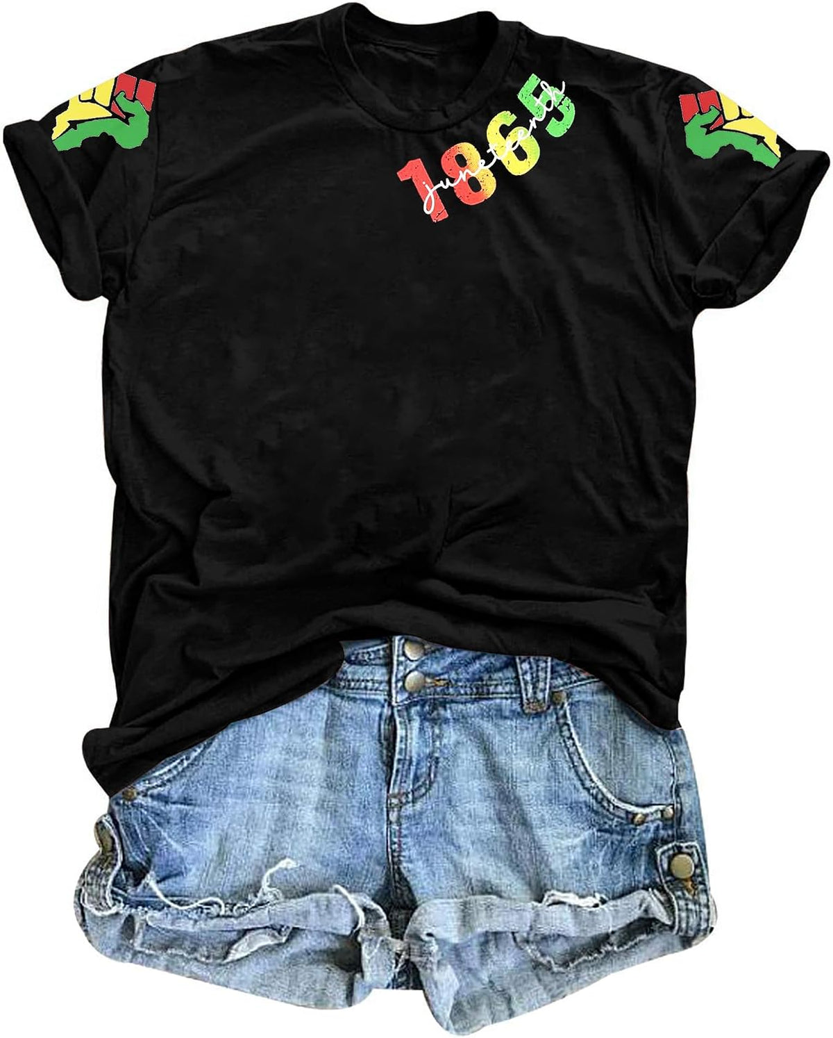 Juneteenth Shirts for Women Juneteenth Outfit 1865 Freedom Shirt Black History Tee African American Tee Tops - Black