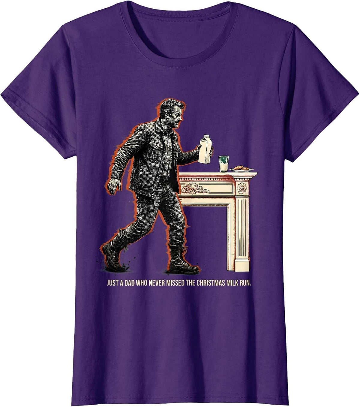 Women's Just A Dad Who Never Missed The Christmas Milk Run Funny T-Shirt - Purple