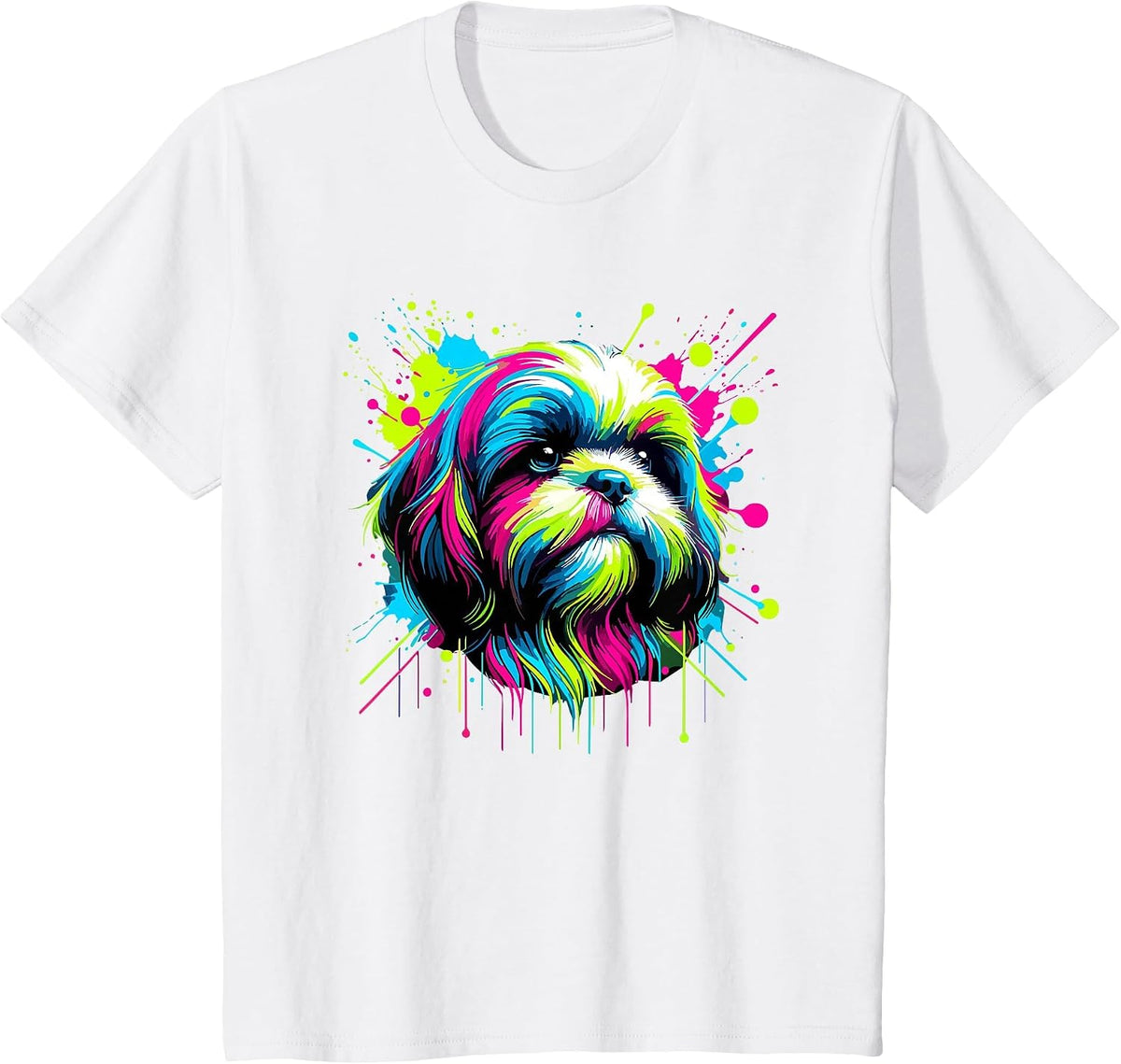 Splash Art Shih Tzu Shih Tzus T-Shirt - White