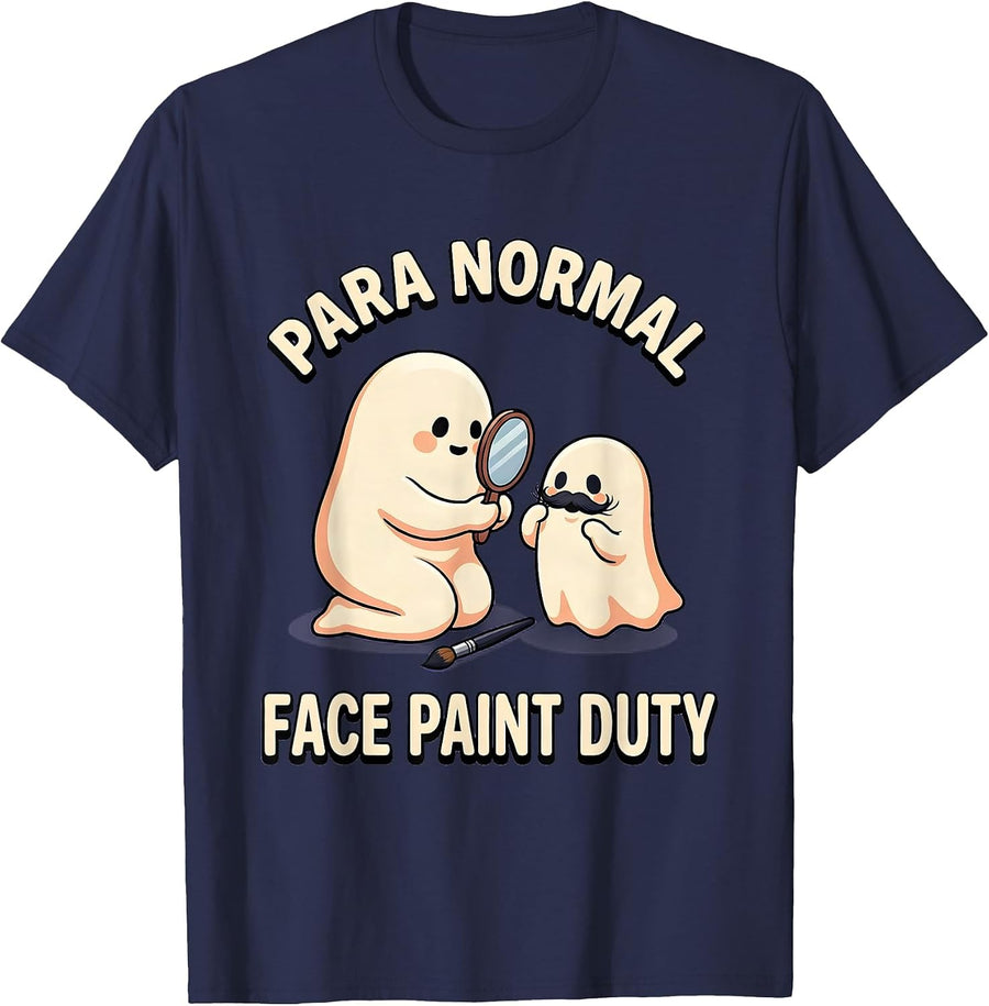 Para Normal Face Paint Duty Cute Kawaii Ghost Halloween T-Shirt - Navy Blue