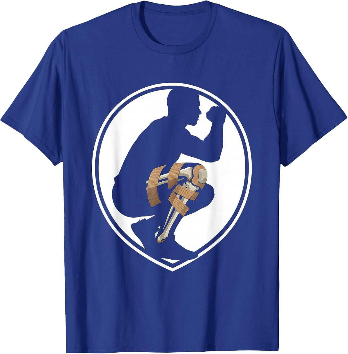 Men's Physical Therapy Wrapped Knee Weightlifter Graphic T-Shirt - Royal Blue