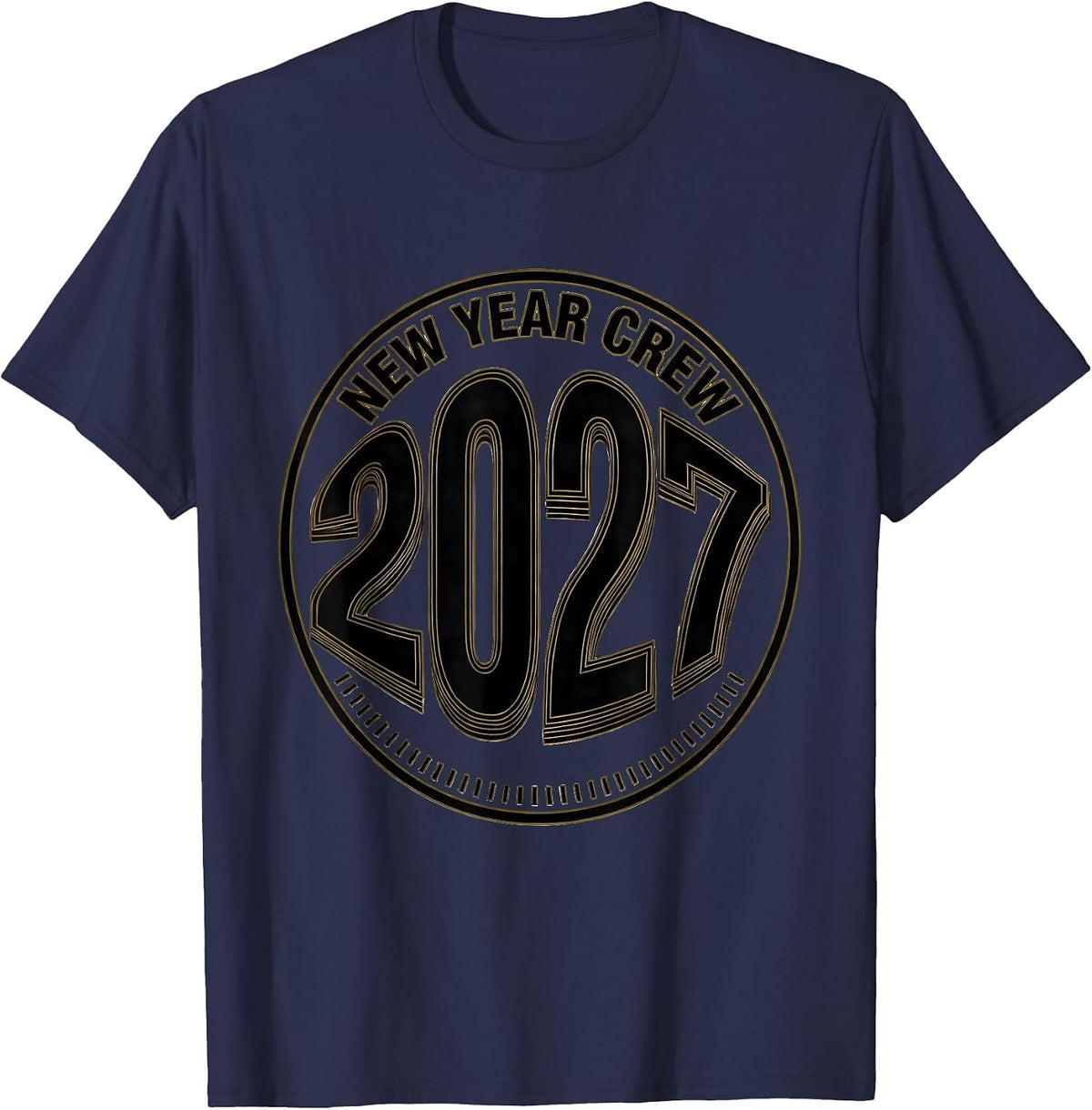 New Year Crew 2027 Festive Party Group Celebration T-Shirt - Navy Blue