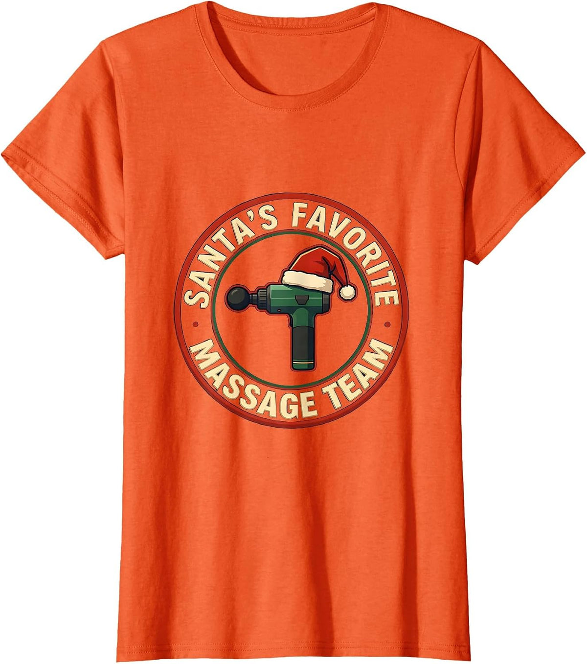 Santa's Favorite Massage Team Funny Physical Therapy T-Shirt - Orange