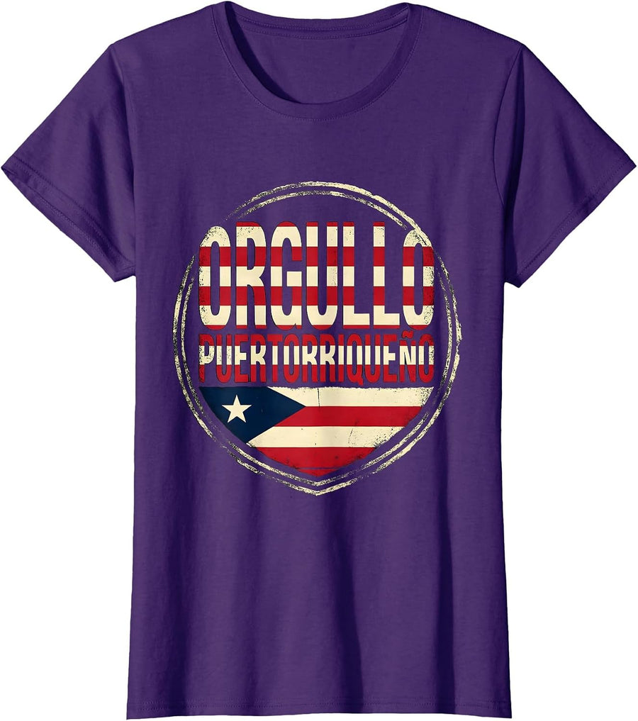 Women's Orgullo Puertorriqueño Puerto Rican Heritage National Pride T-Shirt - Purple