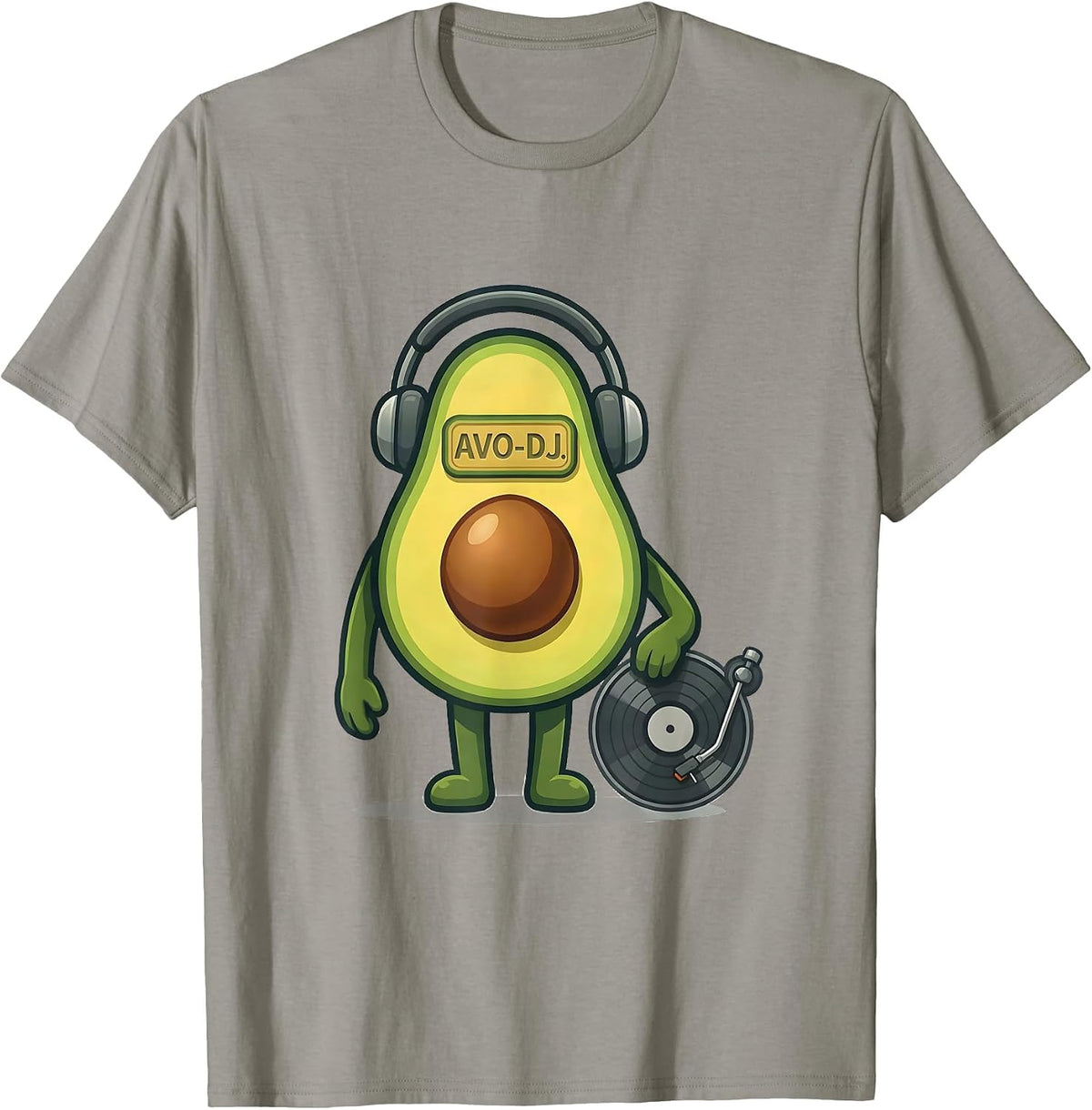 Avo-DJ Flat Vector Funny Avocado Halloween Costume Matching T-Shirt - Slate Grey