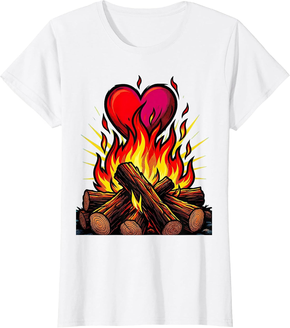 Women's Campfire Heart Flame I Love My Girlfriend Tee T-Shirt - White