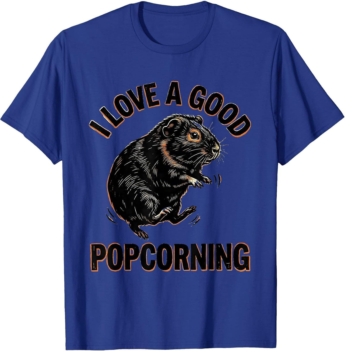 Men's I Love A Good Popcorning Cute Guinea Pig Pet Lover Humor T-Shirt - Royal Blue