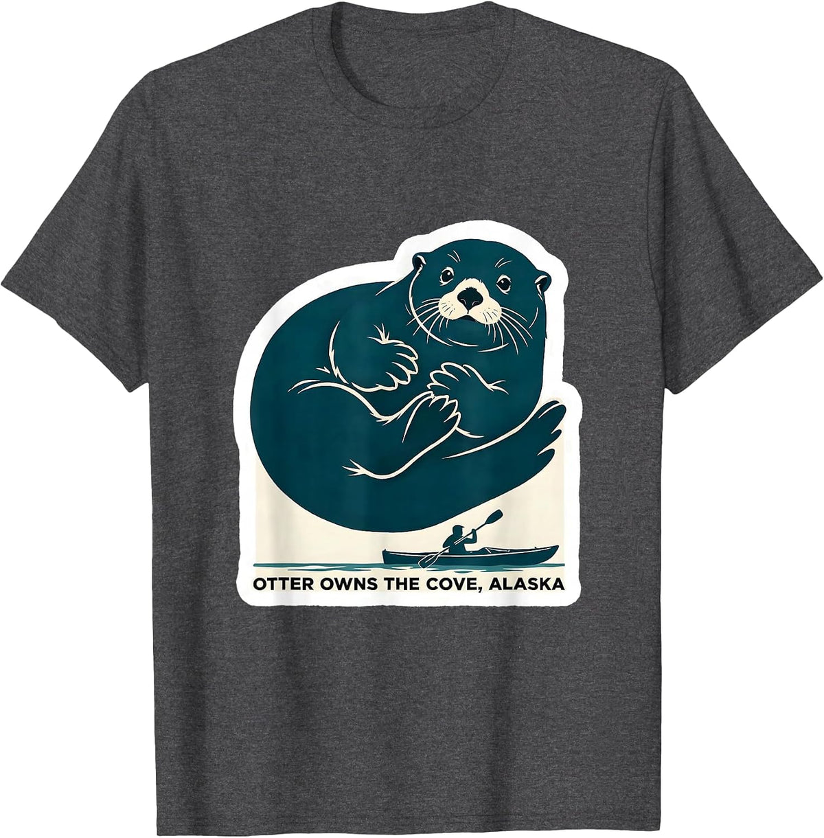 Men's Otter Owns The Cove Alaska Wildlife Travel State Pride T-Shirt - Dark Heather Grey