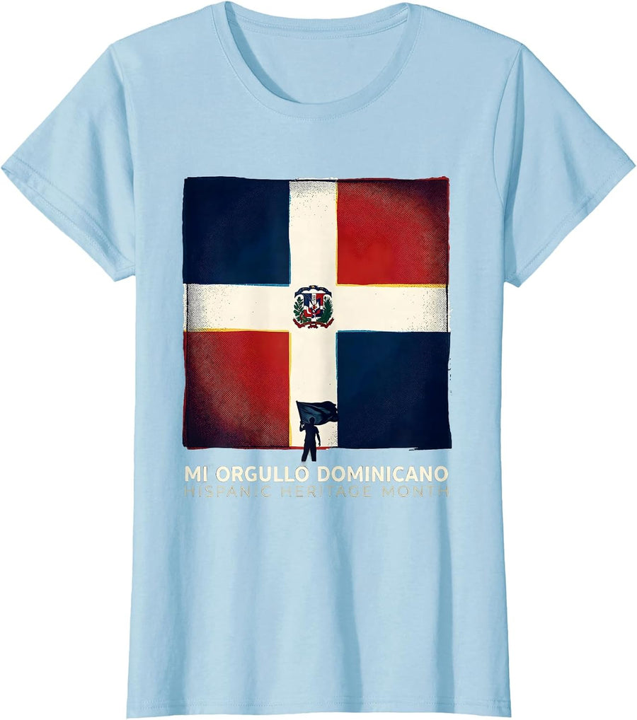Women's Mi Orgullo Dominicano · Hispanic Heritage Month Pride T-Shirt - Baby Blue